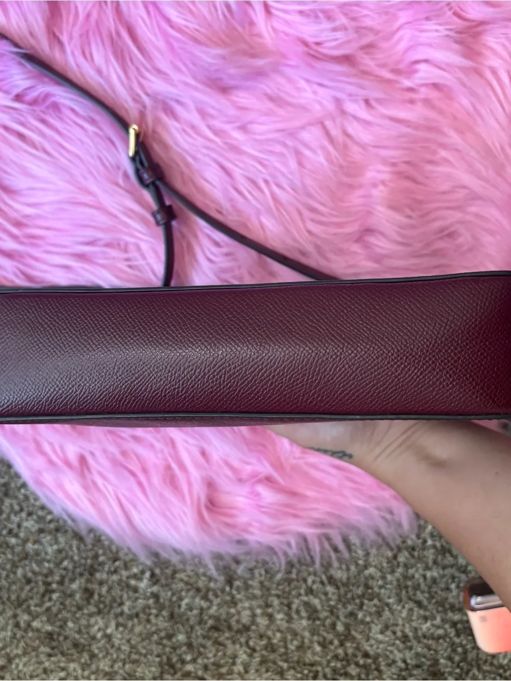 Michael Kors Jet Set Large Burgundy Saffiano Leather Crossbody Bag Gold Chain